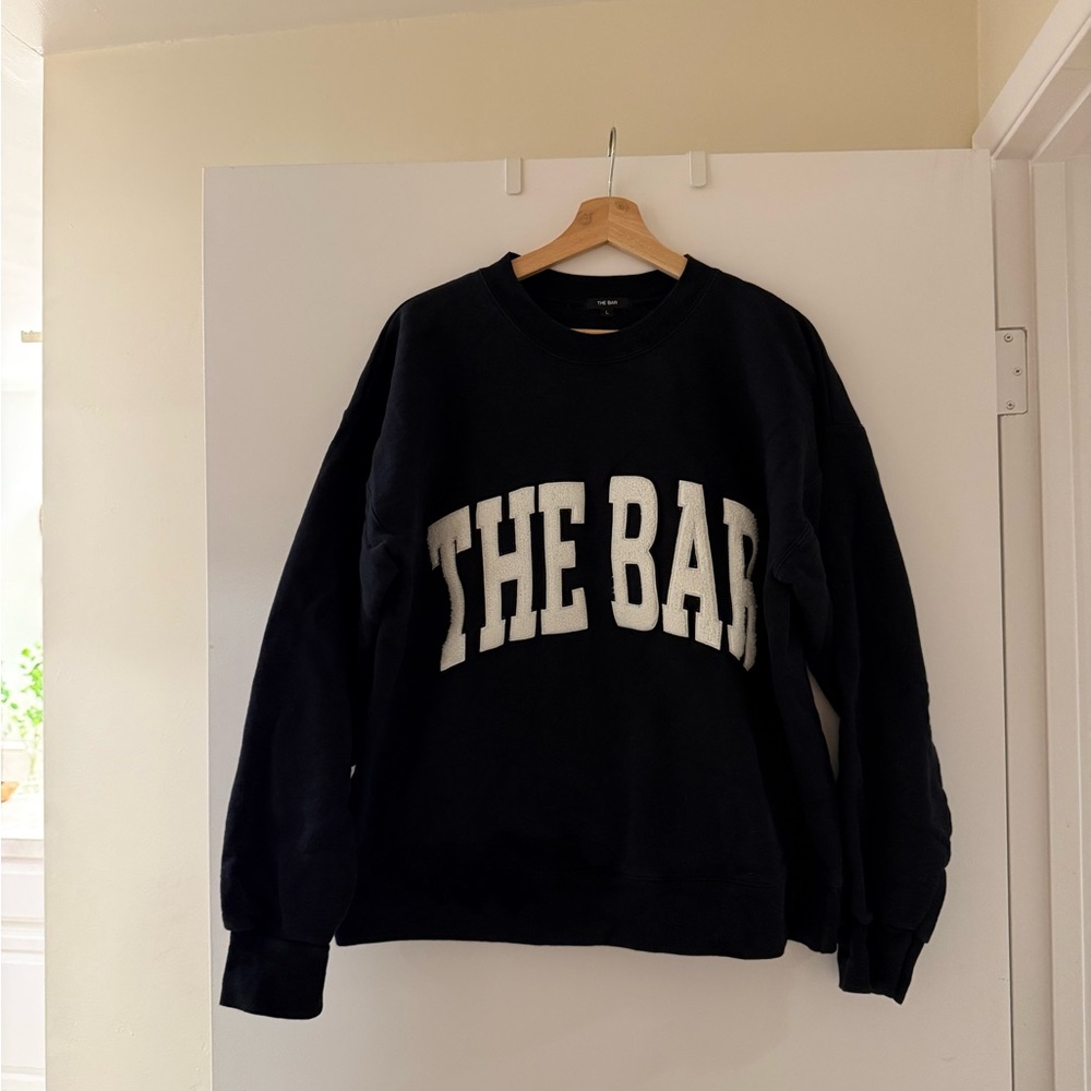 The Bar Black Crewneck Sweatshirt with white teddy